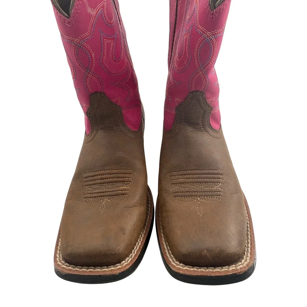 Ariat Youth Jr Champ Cowgirl Boots Size 3 Pink Faux Leather Square Toe 10029604